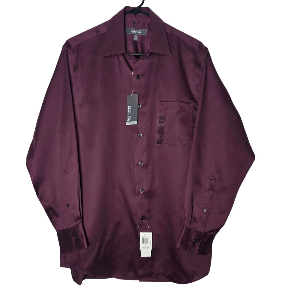 Kenneth Cole Reaction Dress Shirt Men M 15-15.5 32/33 Purple Non-Iron Cotton NWT